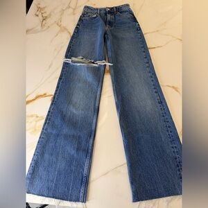 Zara Blue Wide Leg Flare Jeans